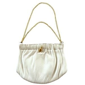 Vintage Mardane Leather cream purse with gold tone chain and clasp bridal